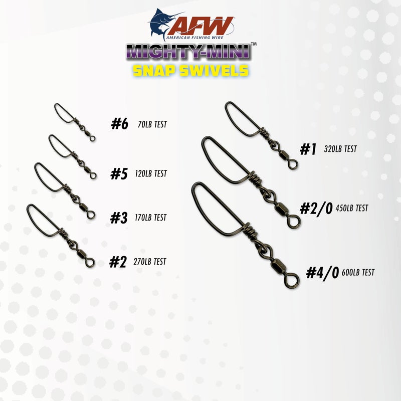 AFW American Fishing Wire Mighty Mini Stainless Steel Snap Swivels, Size #2, 270 lb Test, Gunmetal Black, 3 pc - Image 3